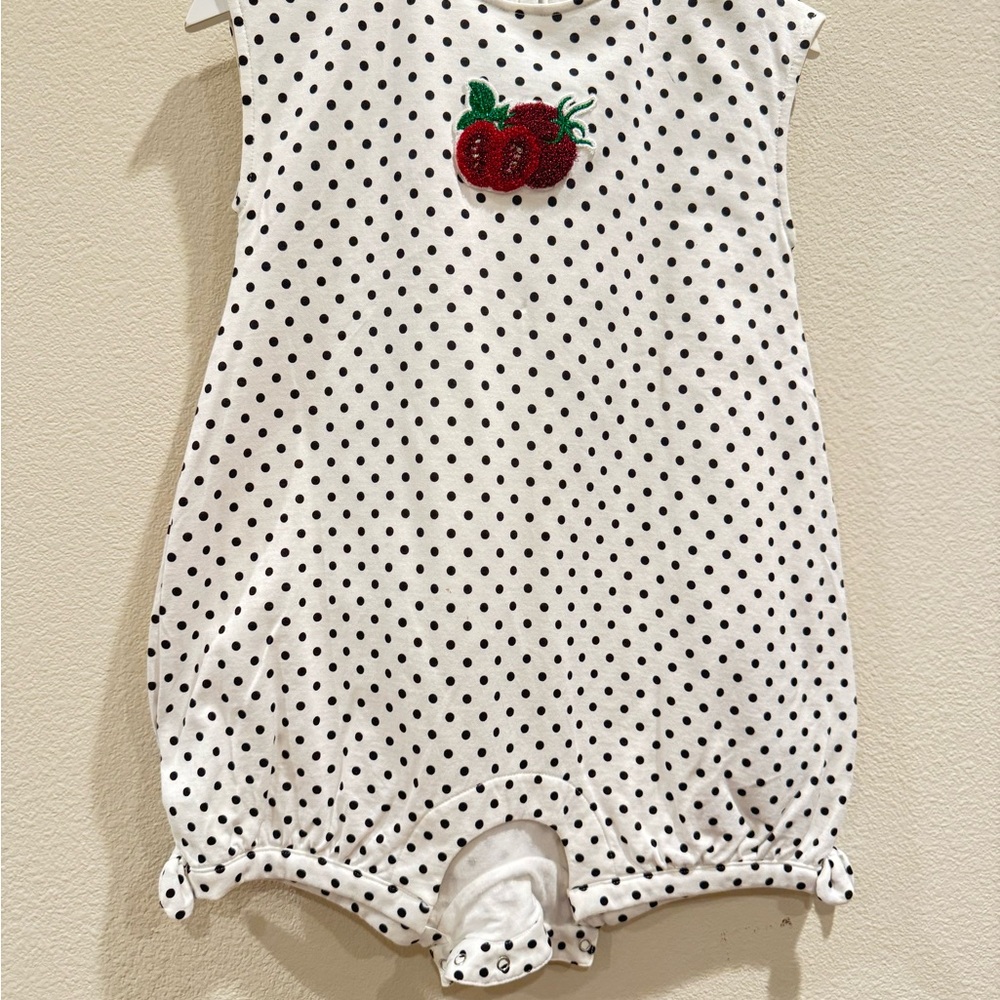 Dolce & Gabbana Polka Dot Baby Romper with Tomato Patch
